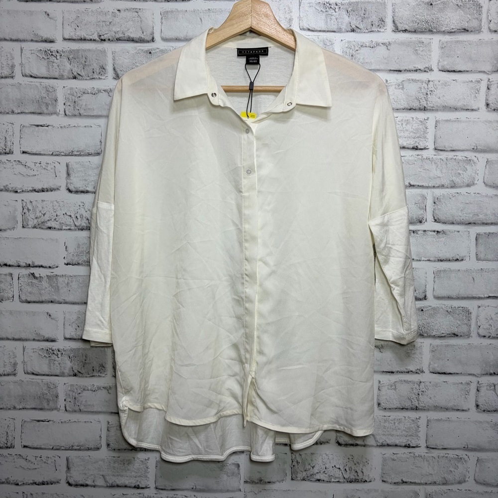 Metaphor Snap Front 3/4 Sleeve Blouse NWT XS - Picture 2 of 7